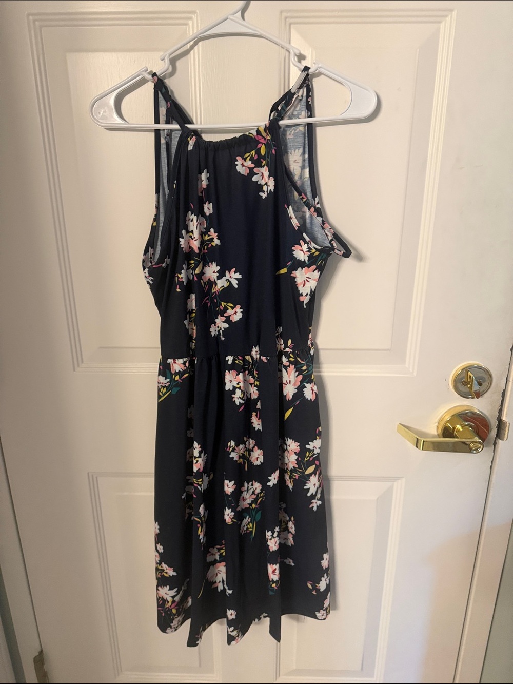 Floral Halter Mini Dress in Black
